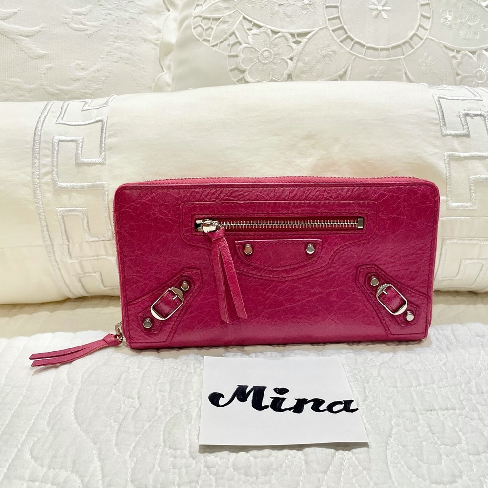 Authentic Balenciaga Lambskin long zippy wallet